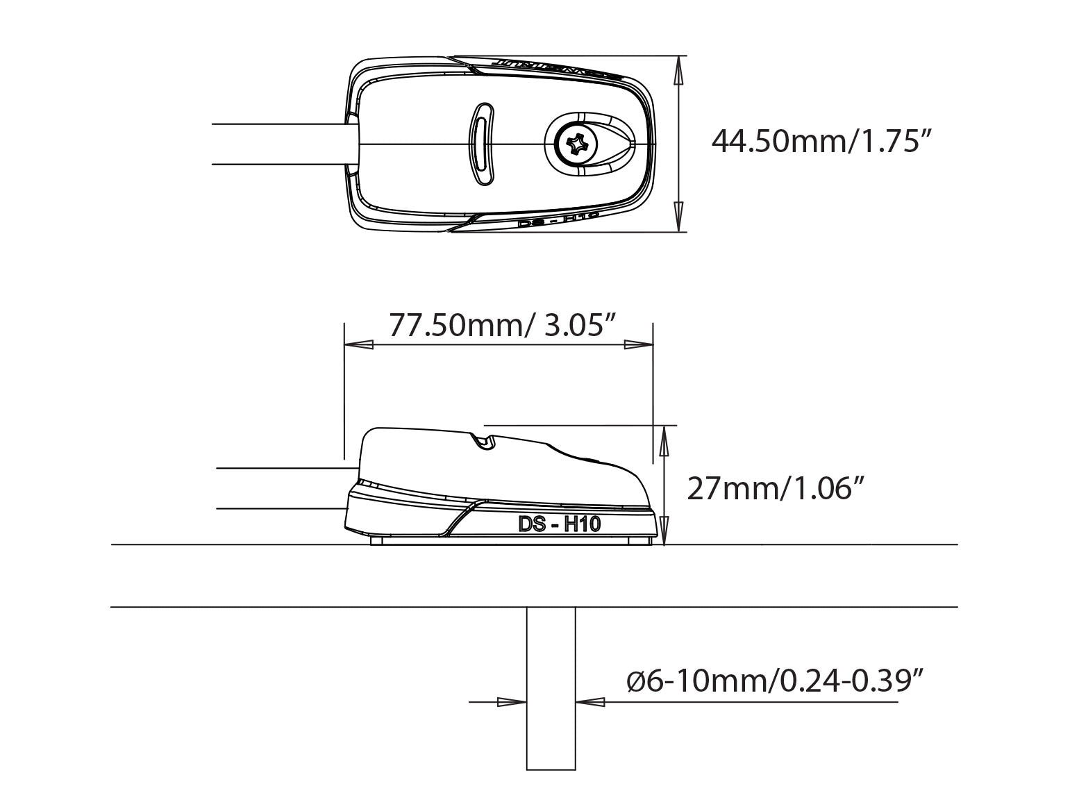 Scanstrut Horizontal Cable Seal DS-H10 Dimension