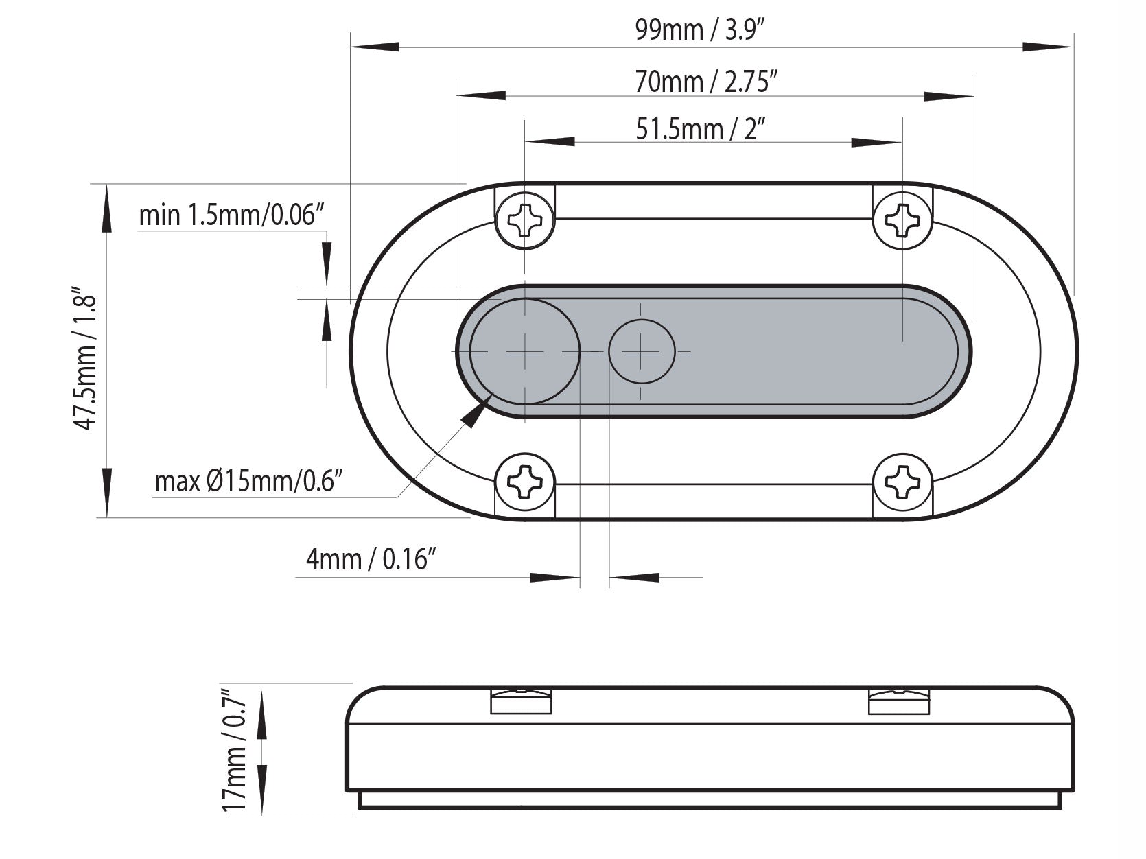 Scanstrut Multiple Cable Seal Pass Through DS-Multi - Dimension