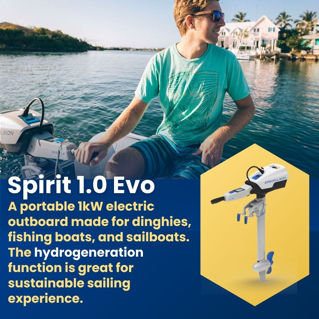 ePropulsion Spirit 1.0 Evo 1kW 3HP Electric Outboard Motor