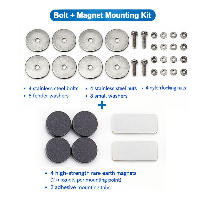 bolt+magnet kit for flexible solar panel to mount on boat bimini top