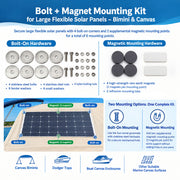 bolt+magnet kit for flexible solar panel to mount on boat bimini top