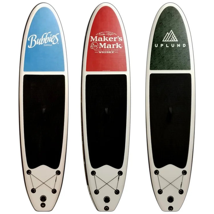 Custom branded inflatable SUP with nose graphics