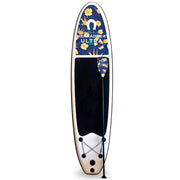 Custom branded inflatable SUP with nose graphics and matching branded paddle