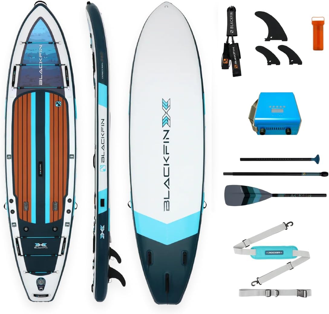 iROCKER Blackfin Model XL 6.0 – Extra-Wide, Elite Inflatable SUP with Carbon Rail & Electric Pump