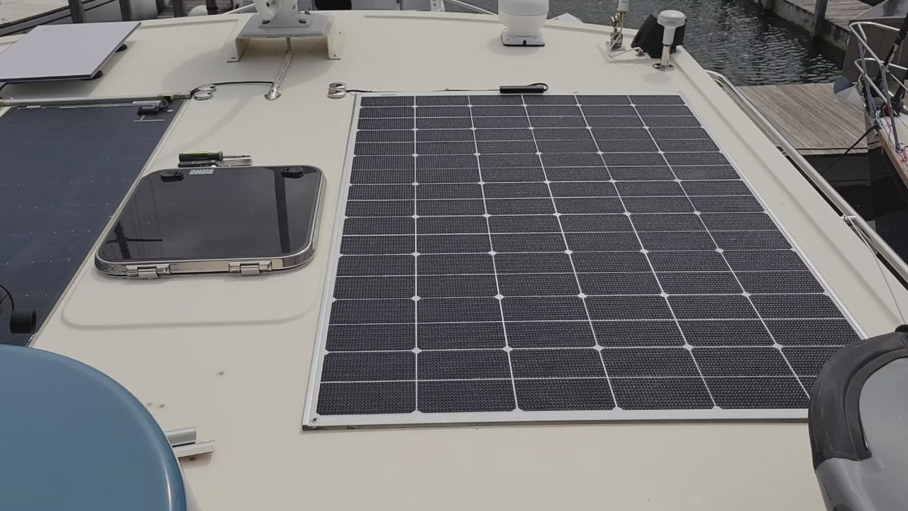325 Watt walkable marine solar panel mounting system on Nordic Tug 37 Boat