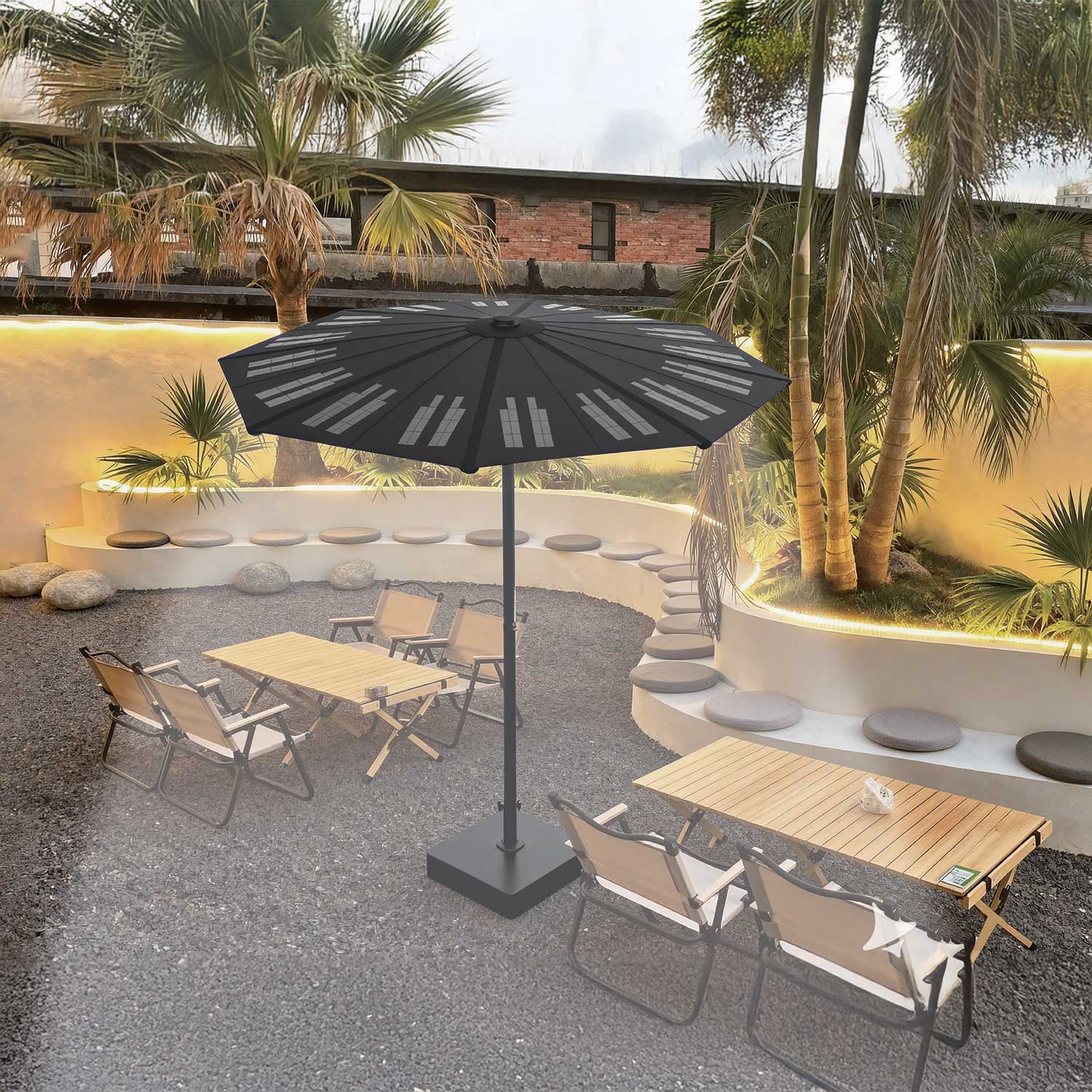 Solar umbrella for outdoor sunshade