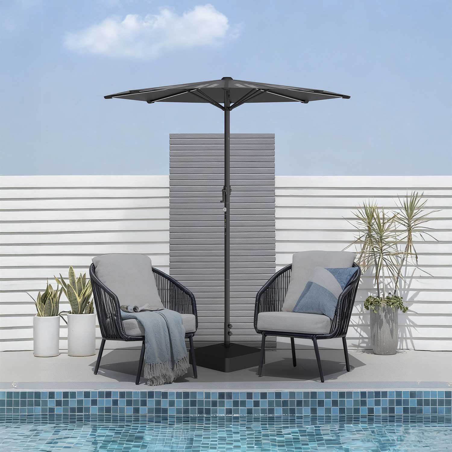 Solar charging umbrella for outdoor patios