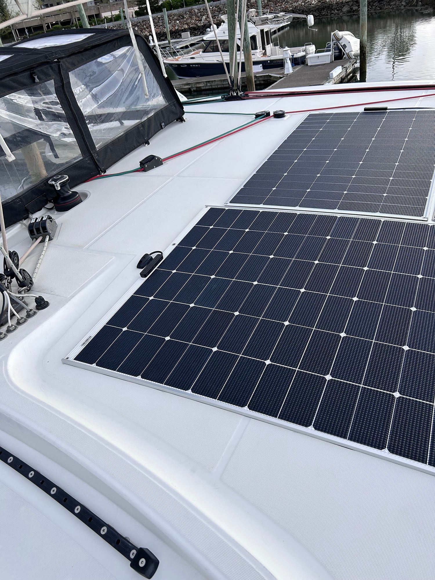 Walkable Semi-Rigid Shade-Tolerant Solar Panels Installed on a Customers Boat